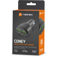 Ładowarka samochodowa Natec Coney 84W NUC-1981 - 2x USB-A, 1x USB-C, Czarna