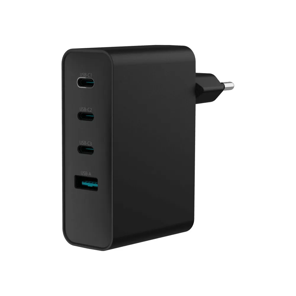 Ładowarka sieciowa Natec Ribera GaN 100W NUC-2234 - 3x USB-C, 1x USB-A, Czarna