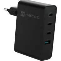 Ładowarka sieciowa Natec Ribera GaN 100W NUC-2234 - 3x USB-C, 1x USB-A, Czarna