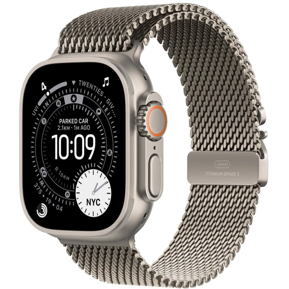 Smartwatch Apple Watch Ultra 3 MEWW4QP/A - 49 mm GPS + Cellular, naturalny tytan z nat. tytanową bransoletą mediolańską, S
