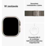 Smartwatch Apple Watch Ultra 3 MEWW4QP/A - 49 mm GPS + Cellular, naturalny tytan z nat. tytanową bransoletą mediolańską, S