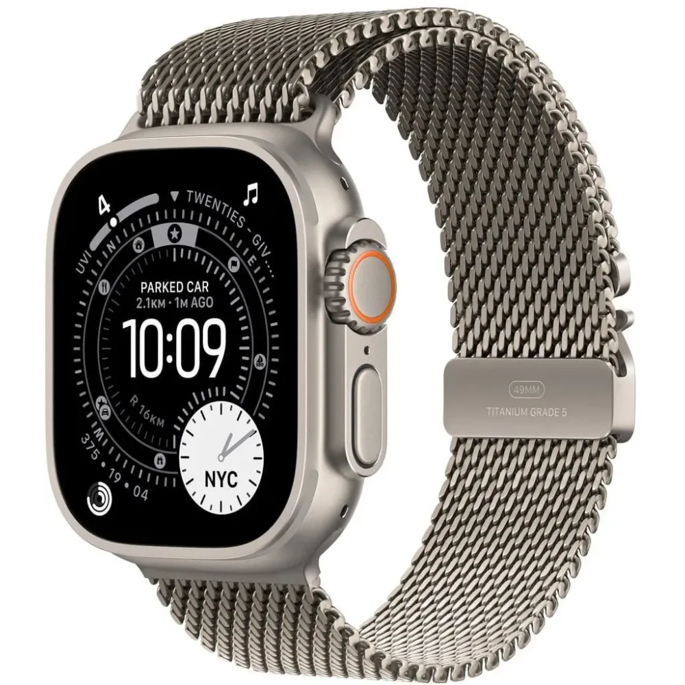 Smartwatch Apple Watch Ultra 3 MF0E4QP/A - 49 mm GPS + Cellular, naturalny tytan z nat. tytanową bransoletą mediolańską, L