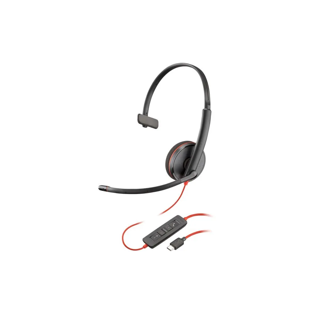 Zestaw słuchawkowy Poly Blackwire 3210 Monaural USB-C Headset +USB-C/A Adapter (Bulk) 8X214A6