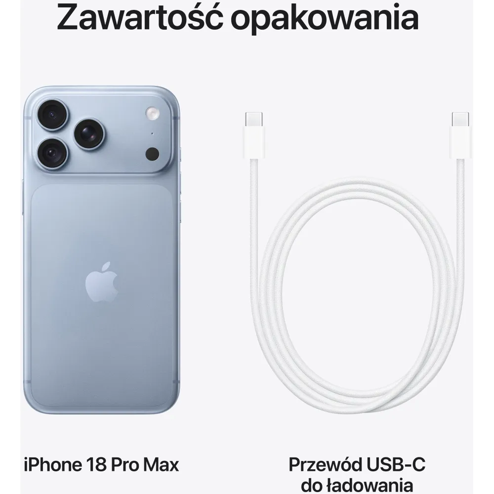 Zdjęcie produktu Smartfon Apple iPhone 18 Pro Max MJXR4HX/A - A20 Pro/6,9" 2868x1320/256GB/RAM 12GB/5G/Błękitny/48, 48+18Mpix/iOS/1 rok CI