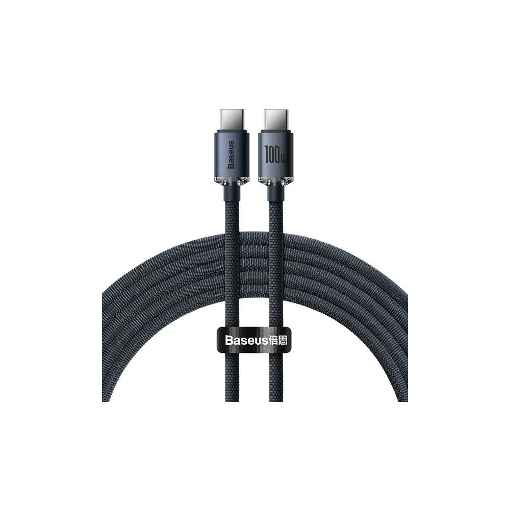 Kabel Baseus Crystal Shine USB-C CAJY000701, PD 100W, USB 2.0, 2 m, Czarny | Sklep ITnes.pl, IT for BUSINESS