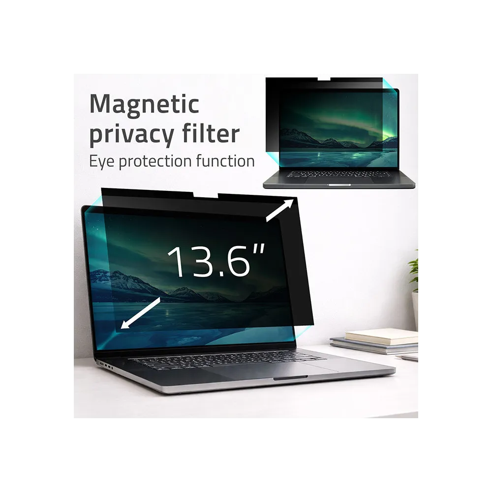 Filtr prywatyzujący RODO Qoltec 51077 - do MacBook Air 13.6", Ochrona wzroku, Panoramiczny