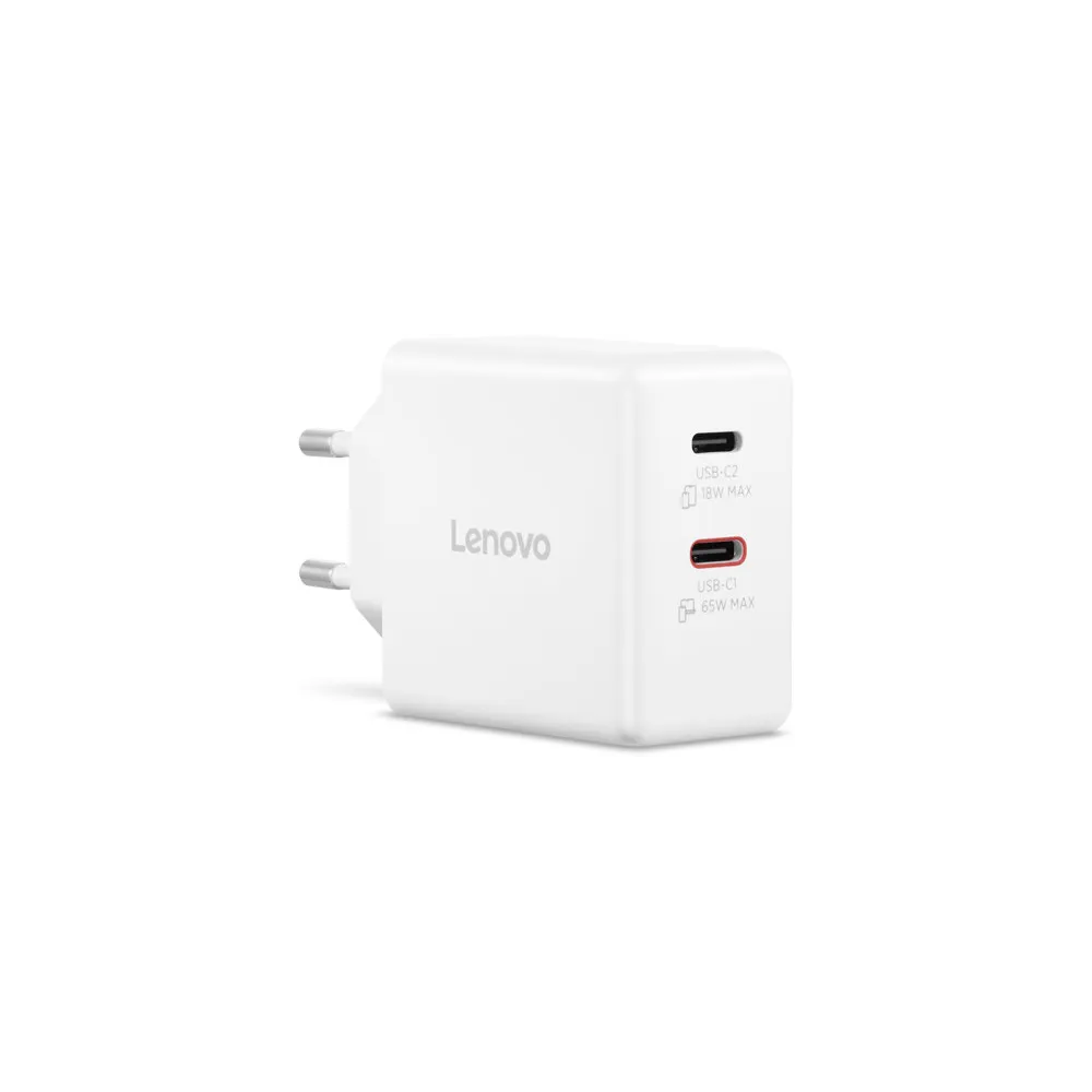 Ładowarka sieciowa Lenovo Dual USB-C 65W GaN Charger G0A6065WEU, 2x USB-C, Biała | Sklep ITnes.pl, IT for BUSINESS