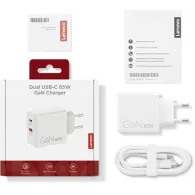 Ładowarka sieciowa Lenovo Dual USB-C 65W GaN Charger G0A6065WEU, 2x USB-C, Biała | Sklep ITnes.pl, IT for BUSINESS