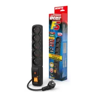 Listwa antyprzepięciowa Acar ACAR F5-CZARNY - 5 gniazd/1,5 m/Czarna