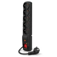 Listwa antyprzepięciowa Acar ACAR F5-CZARNY - 5 gniazd/1,5 m/Czarna