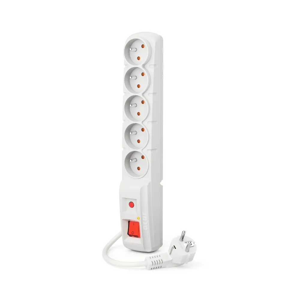 Listwa antyprzepięciowa Acar F5 W2503 - 5 gniazd/5 m/Biała