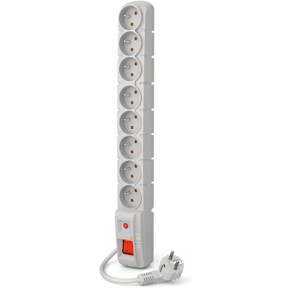 Listwa zasilająca Acar S8 (3 M) SZARY - 8 gniazd, 3 m, Szara
