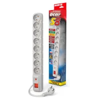 Listwa zasilająca Acar S8 (3 M) SZARY - 8 gniazd, 3 m, Szara