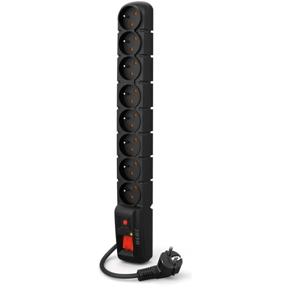Listwa zasilająca Acar S8 PRO W0144 - 8 gniazd, 1,5 m, Czarna