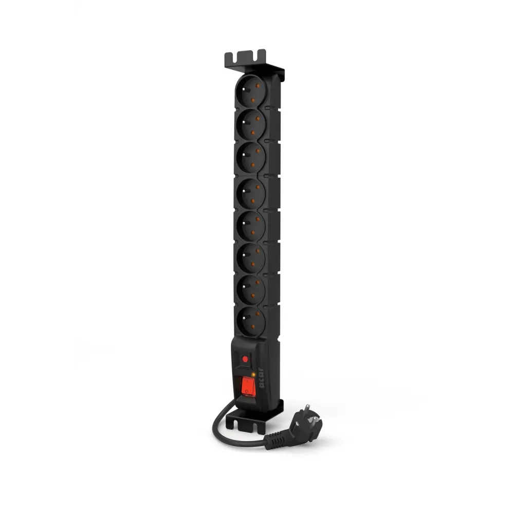 Listwa zasilająca rack Acar S8 FA RACK (3 M) CZARNY - Uchwyt 19", 8 gniazd, 5 m