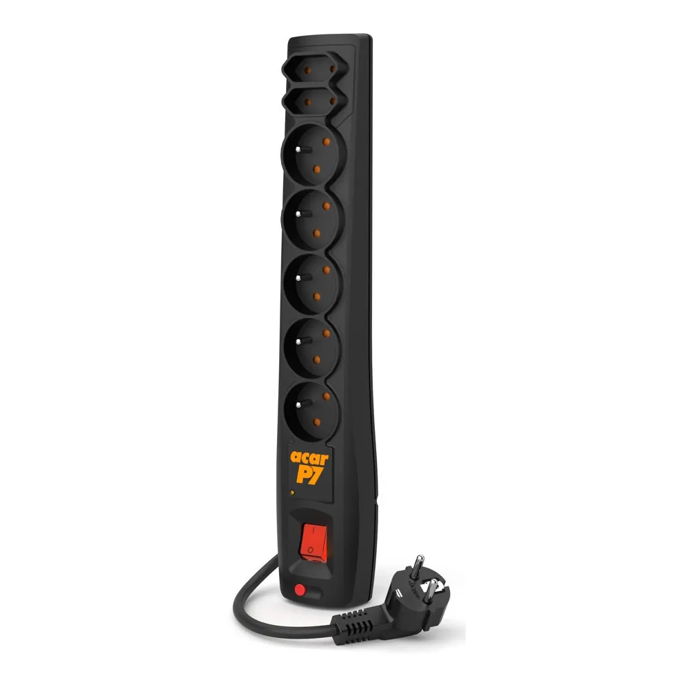 Listwa zasilająca Acar P7 7x 230V PL - 7 gniazd, 1,5 m, Czarna - W0114 | Sklep ITnes.pl - IT for BUSINESS