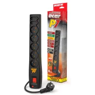 Listwa zasilająca Acar P7 (3M) CZARNY - 7 gniazd, 3 m, Czarna
