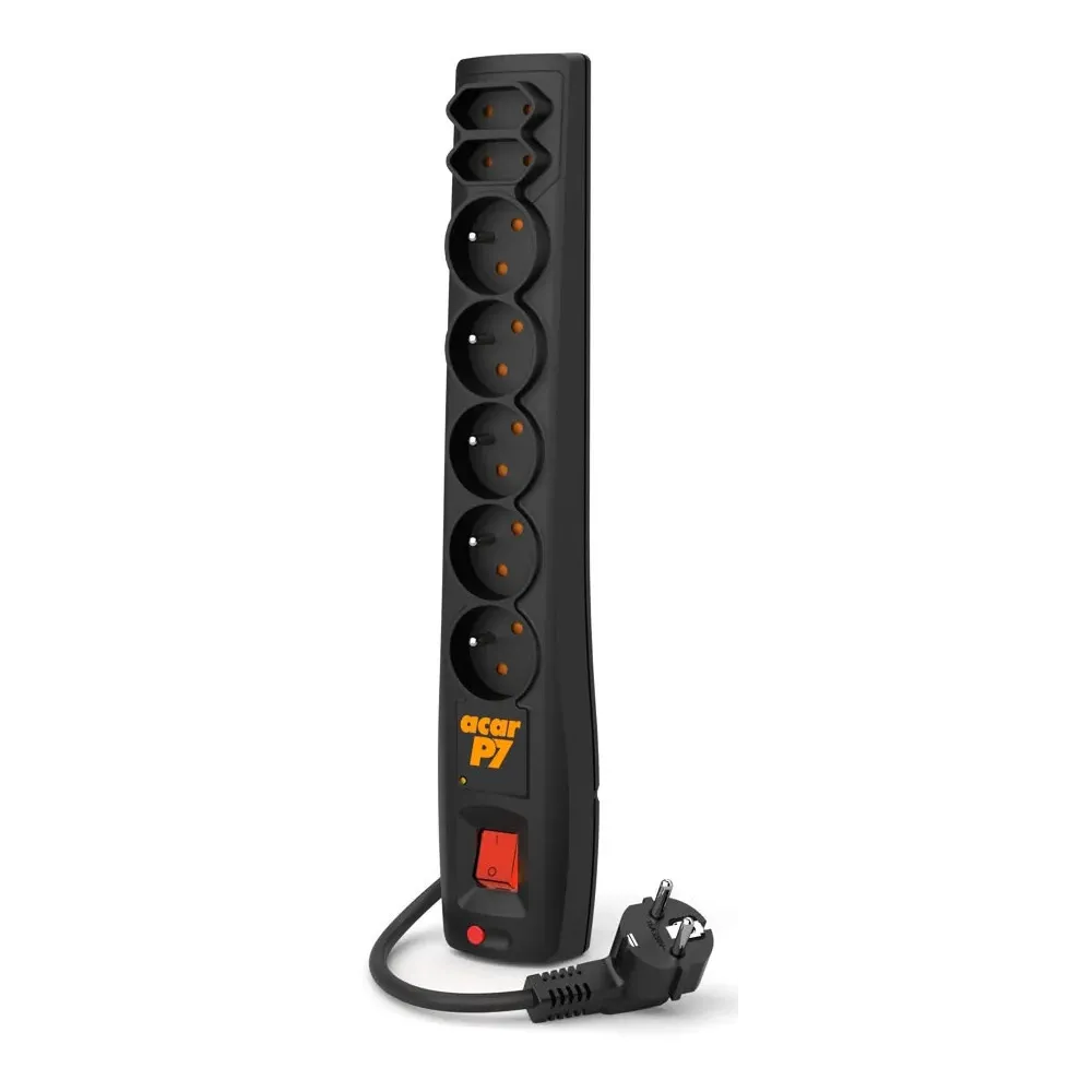 Listwa zasilająca Acar P7 (3M) CZARNY - 7 gniazd, 3 m, Czarna