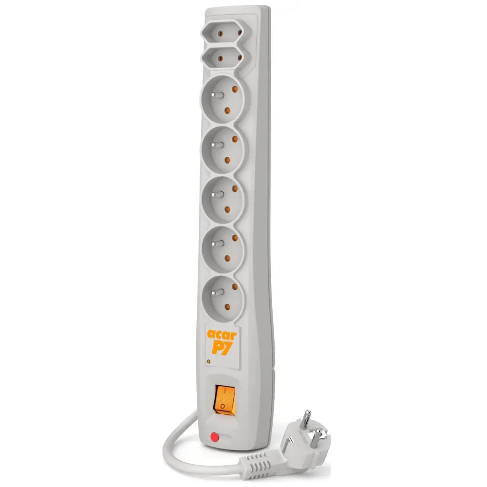 Listwa zasilająca Acar P7 7x 230V PL W0118 - 7 gniazd, 3m, Szara