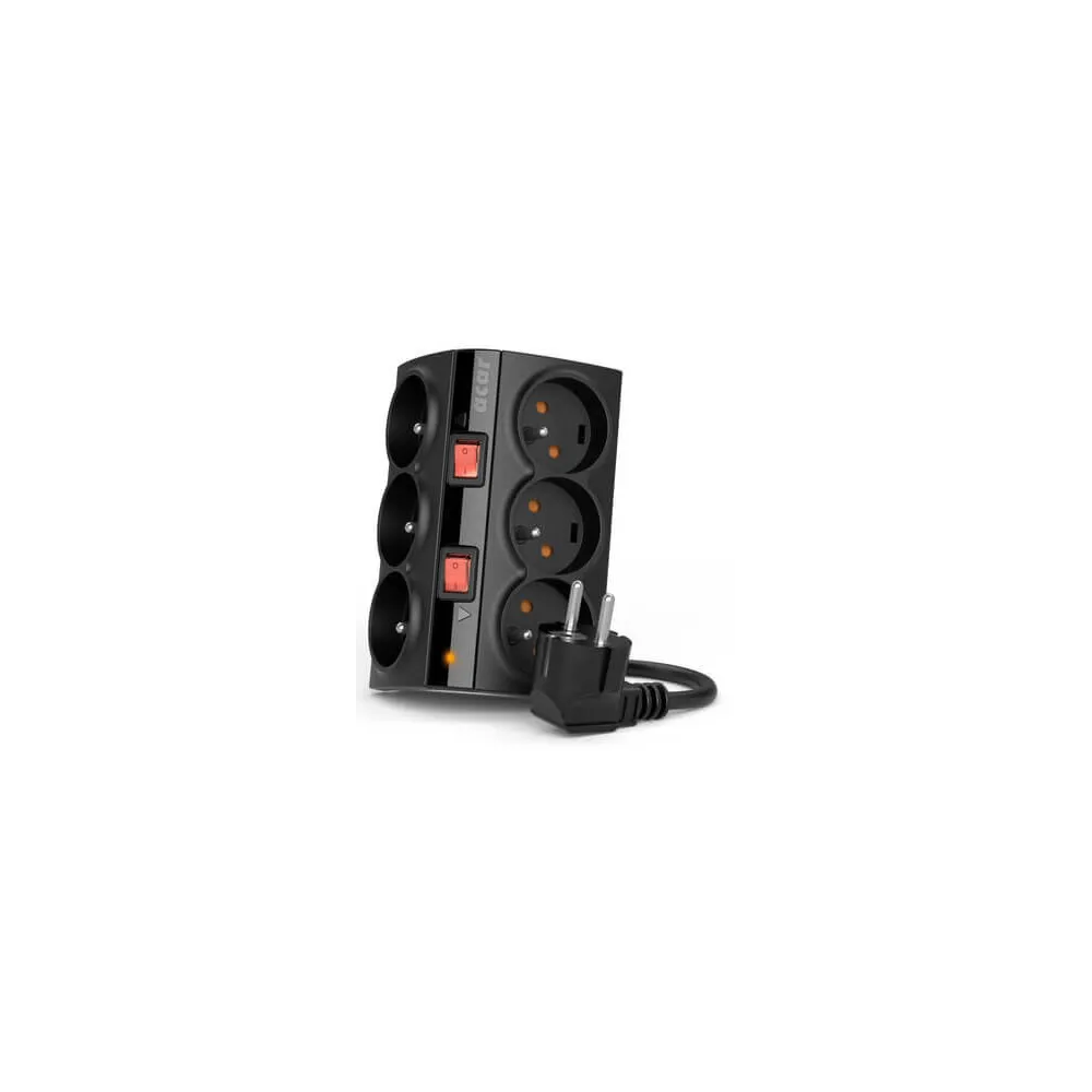 Listwa antyprzepięciowa Acar SMART W0153 - 6 gniazd, 1,5 m, Czarna