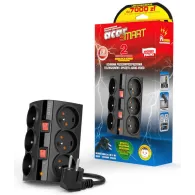 Listwa antyprzepięciowa Acar SMART W0153 - 6 gniazd, 1,5 m, Czarna
