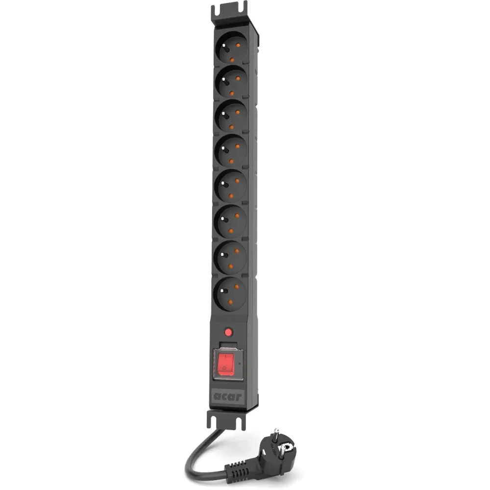 Listwa zasilająca rack Acar PDU RACK 16A W2406 - Uchwyt 19", 8 gniazd, 1,5 m