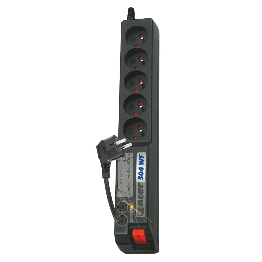 Listwa antyprzepięciowa Acar 504 WF W0073 - 5 gniazd/3 m/Czarna