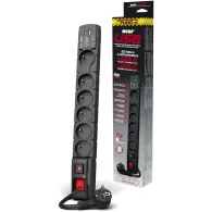 Listwa antyprzepięciowa Acar S6 USB A+C W2436 - 6 gniazd/1,5 m/Czarna