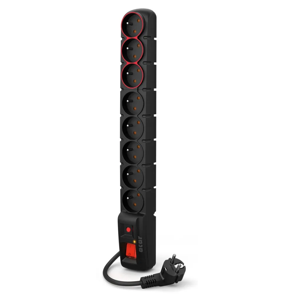 Listwa antyprzepięciowa Acar S8 Dual W1751 - 8 gniazd/5 m/Czarna