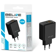 Ładowarka sieciowa Beline 45W GaN BLN2CB45 - 1x USB-C, 1x USB-A, PD 3.0, QC 3.0, bez kabla, Czarna