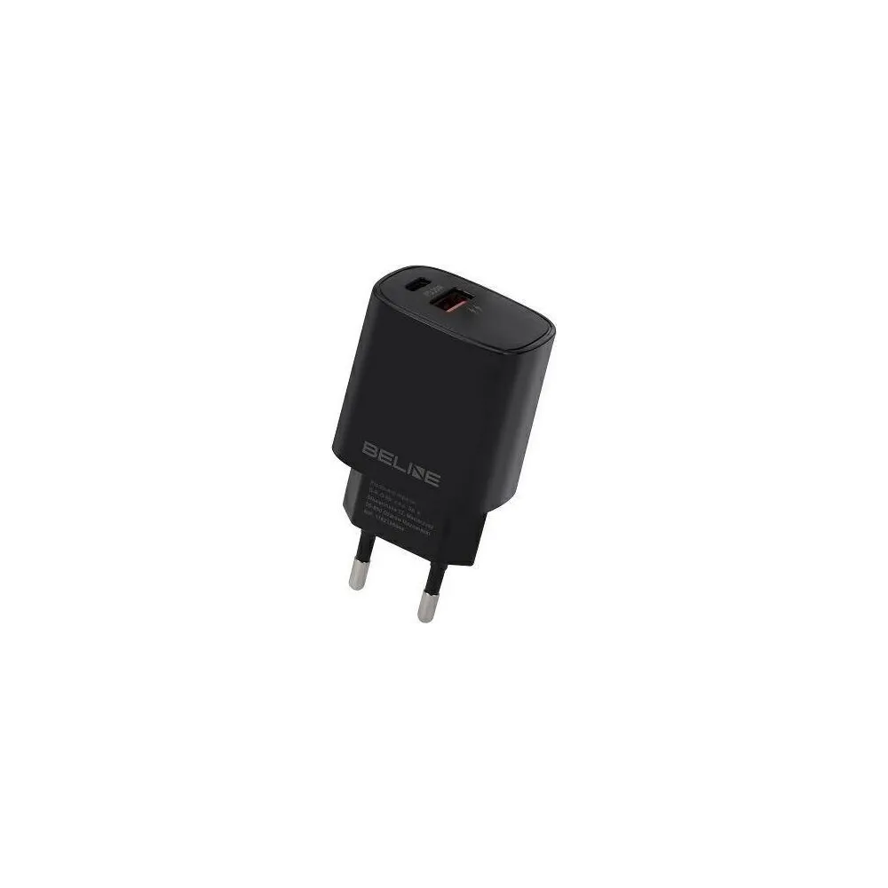 Ładowarka sieciowa Beline 20W BELI02159 - 1x USB-C, 1x USB-A, 3A, Czarna