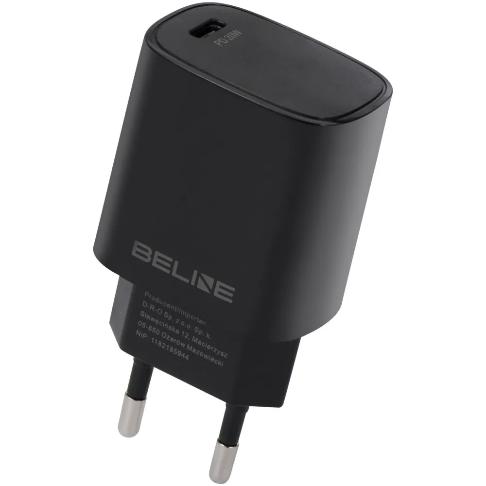 Ładowarka sieciowa Beline 20W BLNCB20C - 1x USB-C, PD 3.0, kabel USB-C, Czarna