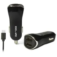 Ładowarka samochodowa Beline BELI0005 - 2x USB-A, kabel USB-C, 2,1A, Czarna