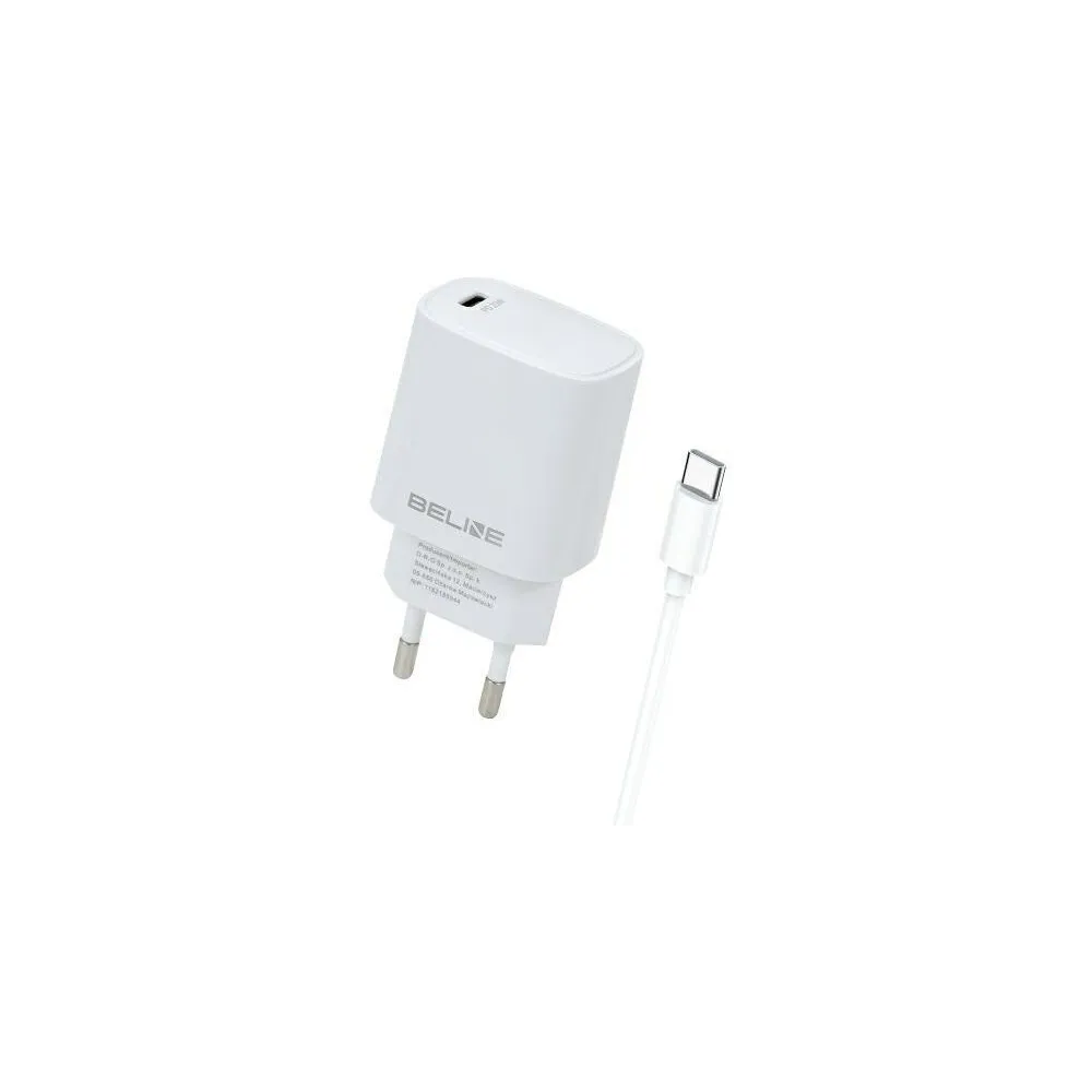 Ładowarka sieciowa Beline 20W BLNCW20C - 1x USB-C, PD 3.0, Kabel USB-C, Biała