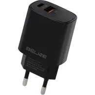 Ładowarka sieciowa Beline 20W BLN2CB20 - 1x USB-C, 1x USB-A, PD 3.0, QC 3.0, Bez kabla, Czarna