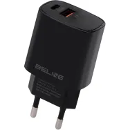 Ładowarka sieciowa Beline 20W BLN2CB20 - 1x USB-C, 1x USB-A, PD 3.0, QC 3.0, Bez kabla, Czarna
