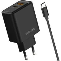 Ładowarka sieciowa Beline 45W GaN BLN2CB45C - 1x USB-C, 1x USB-A, PD 3.0, QC 3.0, Kabel USB-C, Czarna