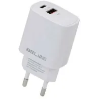 Ładowarka sieciowa Beline 20W BELI02160 - 1x USB-C, 1x USB-A, Biała