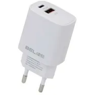 Ładowarka sieciowa Beline 20W BELI02160 - 1x USB-C, 1x USB-A, Biała