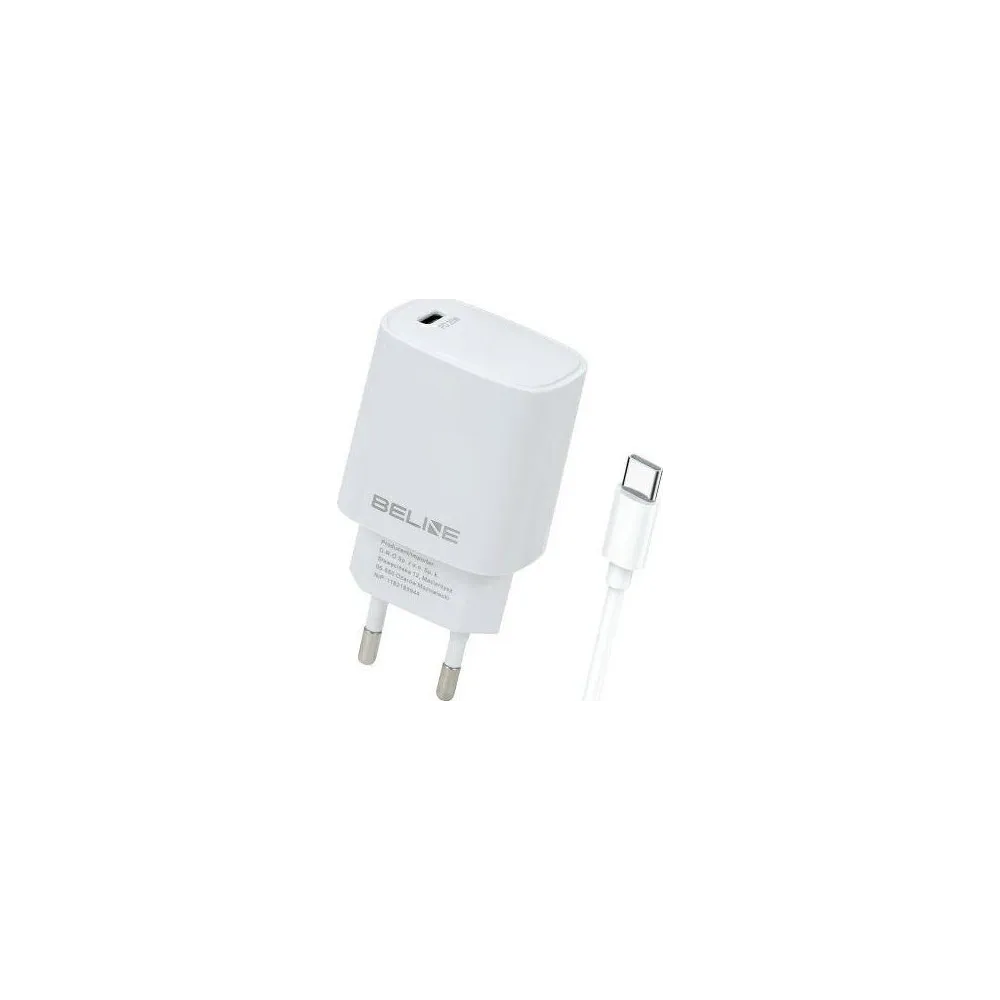 Ładowarka sieciowa Beline 20W BELI02165 - 1x USB-C, Kabel USB-C, Biała