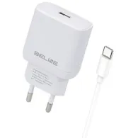 Ładowarka sieciowa Beline 25W GaN BLNCW25C - 1x USB-C, PD 3.0, Kabel USB-C, Biała