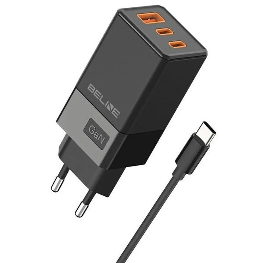 Ładowarka sieciowa Beline 65W GaN BLN3CB65C U65 PD+QC 65W - 2x USB-C, USB-A, Kabel USB-C, Czarna