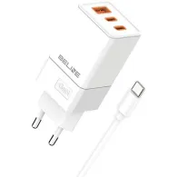 Ładowarka sieciowa Beline 65W GaN BLN3CW65C U65 PD+QC 65W - 2x USB-C, USB-A, Kabel USB-C, Biała