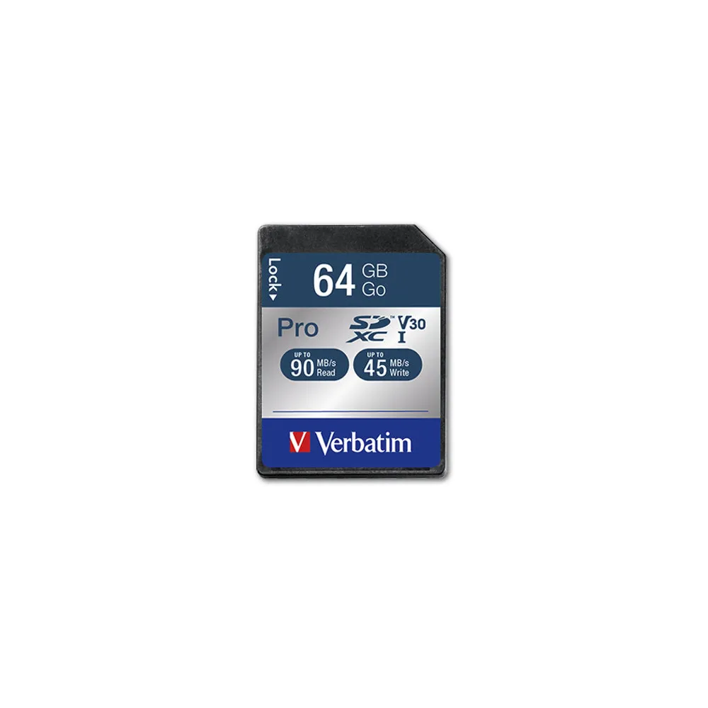 Karta pamięci Verbatim Pro U3 SDXC 64GB 47022, Class 10, UHS-1, U3, 90MB, s, 45MB, s, Czarna | Sklep ITnes.pl, IT for BUSINESS
