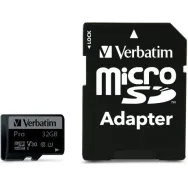 Karta pamięci Verbatim Pro U3 MicroSDHC 32 GB + adapter SD 47041 - Class 10 UHS-I|U1, Czarna