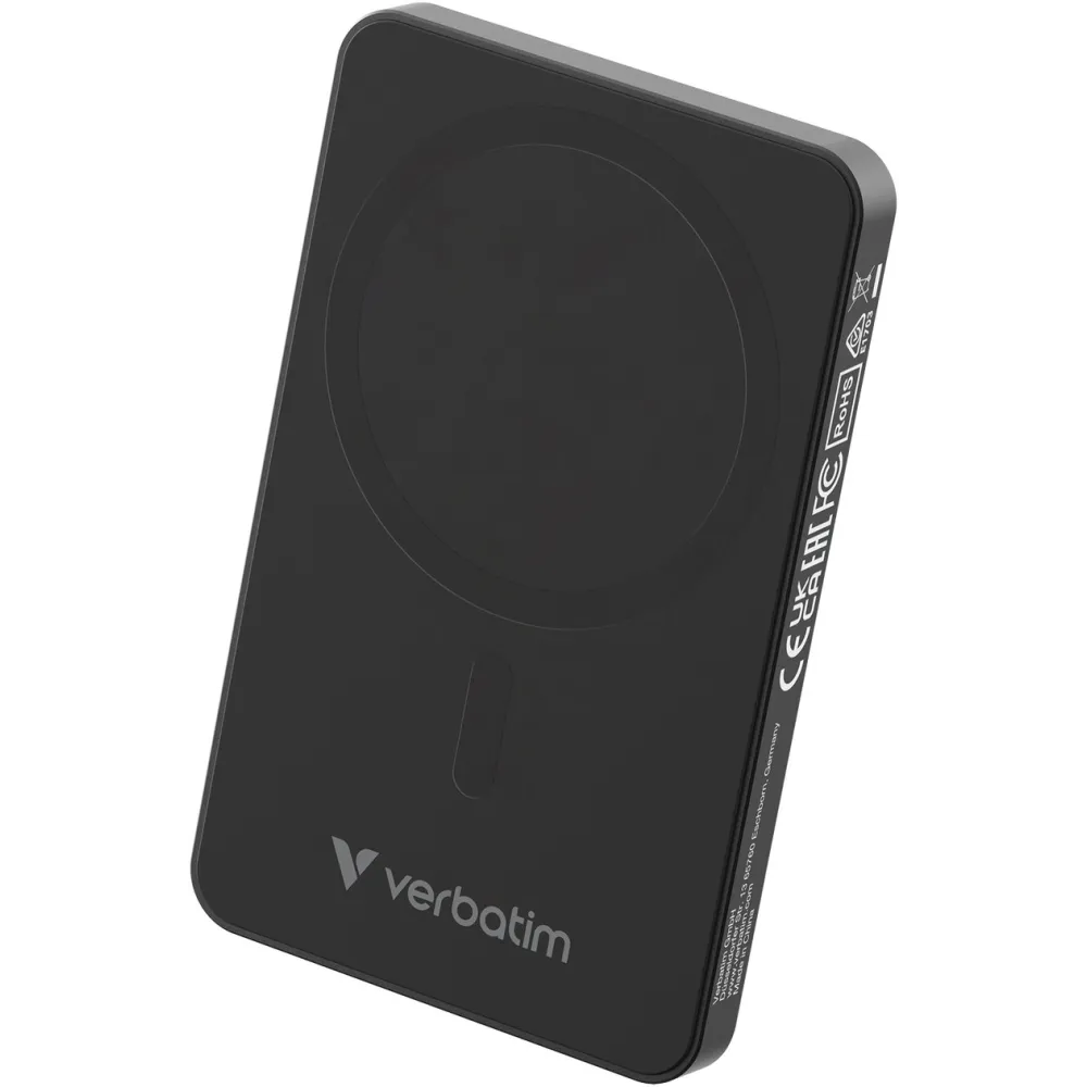 Powerbank Verbatim Charge 'n' Go Essentials 32225 - 5000 mAh, 15 W magnetyczny, 20 W przewodowy, USB-C, PD 3.0, QC 3.0, Czarny