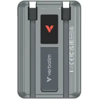 Powerbank Verbatim Charge 'n' Go Display 32272 - 10000mAh, 3x USB-C, PD 3.0, QC 3.0, Szary