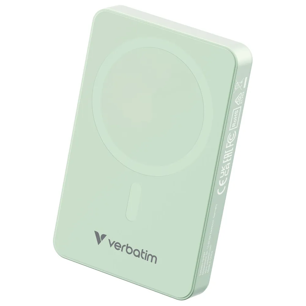 Powerbank Verbatim Charge 'n' Go Essentials 32228 - 10000 mAh, 15W magnetyczny, 20W przewodowy, USB-C, PD 3.0, QC 3.0, Zielony