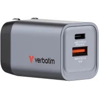 Ładowarka sieciowa Verbatim GNC-35 GaN Charger 35W 32200 - 1x USB-C, 1x USB-A, Szara