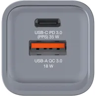 Ładowarka sieciowa Verbatim GNC-35 GaN Charger 35W 32200 - 1x USB-C, 1x USB-A, Szara